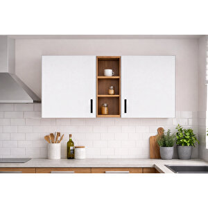 Katya Üst Modül - 150 Cm - Çok Amaçlı Dolap - Beyaz - Atlantikçam