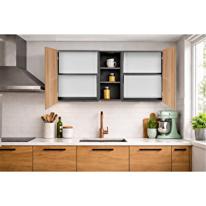 Ayza 4 Kapakli Çok Amaçli Dolap-mutfak Dolabi-mi̇krodalga-erzak-ai̇rfryer-ki̇ler  Dolabi-kahve Köşesi̇ - Atlantikçam - Antrasit