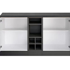 Ayza 4 Kapakli Çok Amaçli Dolap-mutfak Dolabi-mi̇krodalga-erzak-ai̇rfryer-ki̇ler  Dolabi-kahve Köşesi̇ - Atlantikçam - Antrasit