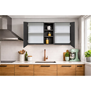 Katya Üst Modül - 150 Cm - Çok Amaçlı Dolap - Antrasit