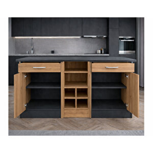 Anda 2 Çekmeceli̇ 2 Kapakli Mutfak Adasi- Çok Amaçli Dolap-hazir Mutfak Dolabi-erzak-ki̇ler  Dolabi - Atlantikçam-antrasit