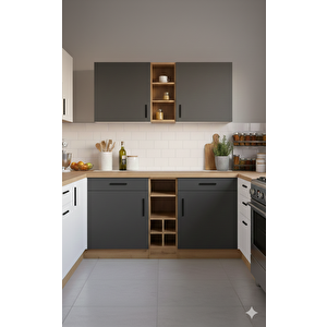 Papatya 2 Çekmeceli̇ 4 Kapakli Çok Amaçli Dolap-mutfak Dolabi-mi̇krodalga-ki̇ler Dolabi-kahve Köşesi̇ - Antrasit - Atlantikçam