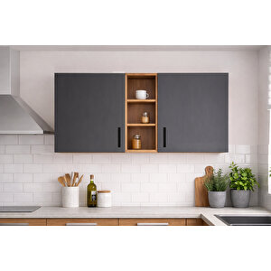 Papatya 2 Çekmeceli̇ 4 Kapakli Çok Amaçli Dolap-mutfak Dolabi-mi̇krodalga-ki̇ler Dolabi-kahve Köşesi̇ - Antrasit - Atlantikçam