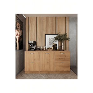 Badem Mutfak 1 Kapaklı - 4 Çekmeceli Alt Modül - 150 Cm - Çok Amaçlı Dolap - Tezgah Dahil - Atlantikçam