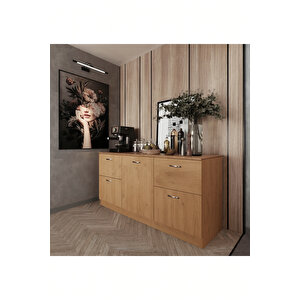 Badem Mutfak 1 Kapaklı - 4 Çekmeceli Alt Modül - 150 Cm - Çok Amaçlı Dolap - Tezgah Dahil - Atlantikçam