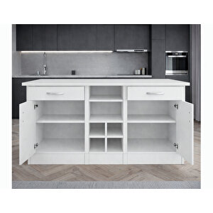 Anda 2 Çekmeceli̇ 2 Kapakli Mutfak Adasi- Çok Amaçli Dolap-hazir Mutfak Dolabi-erzak-ki̇ler  Dolabi - Beyaz