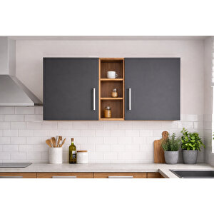 Katya Üst Modül - 150 Cm - Çok Amaçlı Dolap - Antrasit - Atlantikçam