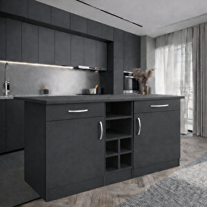 Anda 2 Çekmeceli̇ 2 Kapakli Mutfak Adasi- Çok Amaçli Dolap-hazir Mutfak Dolabi-erzak-ki̇ler  Dolabi - Antrasit