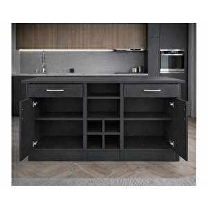 Anda 2 Çekmeceli̇ 2 Kapakli Mutfak Adasi- Çok Amaçli Dolap-hazir Mutfak Dolabi-erzak-ki̇ler  Dolabi - Antrasit