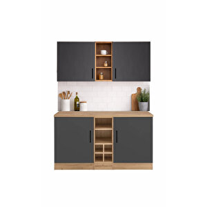 Ayza 4 Kapakli Çok Amaçli Dolap-mutfak Dolabi-mi̇krodalga-erzak-ai̇rfryer-ki̇ler  Dolabi-kahve Köşesi̇ - Antrasit - Atlantikçam