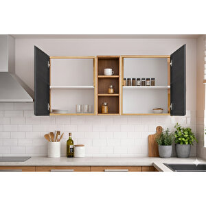 Ayza 4 Kapakli Çok Amaçli Dolap-mutfak Dolabi-mi̇krodalga-erzak-ai̇rfryer-ki̇ler  Dolabi-kahve Köşesi̇ - Antrasit - Atlantikçam