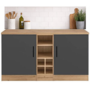 Ayza 4 Kapakli Çok Amaçli Dolap-mutfak Dolabi-mi̇krodalga-erzak-ai̇rfryer-ki̇ler  Dolabi-kahve Köşesi̇ - Antrasit - Atlantikçam