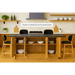 Star Mutfak Adası - Alt Modül - 4 Kapaklı - 180 Cm - Tezgah Dahil - Atlantikçam