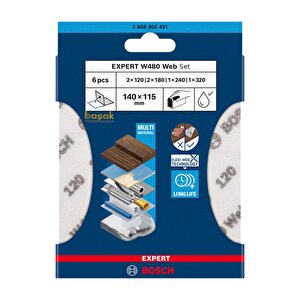 Expert W480 Web 6'lı Çok Amaçlı Elde Zımparalama Kâğıdı Seti 2608902431