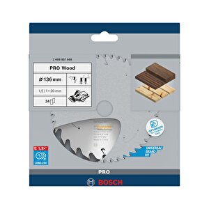 Pro 136x20 Mm 24 Diş Akülü Ahşap Daire Testeresi 2608837668