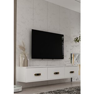 1366tv180-32dd Duvara Montaj Tv Sehpasi Beyaz-Altın Siyah Altın