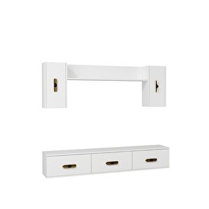 1364tv180-32dd Duvara Montaj Tv Sehpasi, Tv Üni̇tesi̇ Beyaz-Altın Siyah