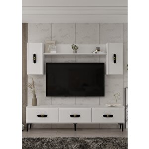 1363tv180-32dd Tv Sehpasi,tv Üni̇tesi̇ Beyaz-Siyah Altın Siyah