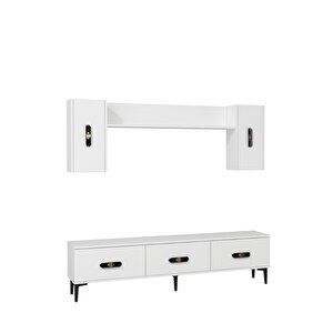 1363tv180-32dd Tv Sehpasi,tv Üni̇tesi̇ Beyaz-Siyah Altın