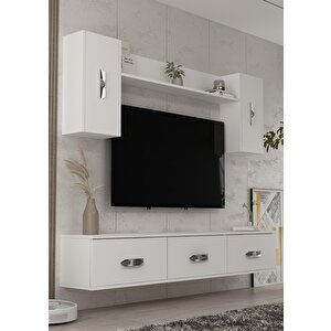 1364tv180-32dd Duvara Montaj Tv Sehpasi, Tv Üni̇tesi̇ Beyaz-Gümüş Gümüş