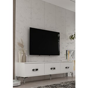 1365tv180-32ct Tv Sehpasi Beyaz-Gümüş Gümüş