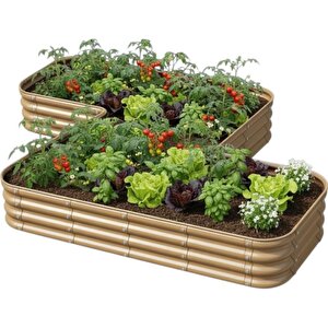 Modüler Yükseltilmiş Bahçe Sebze Yatağı No:12 (220x140) Bej