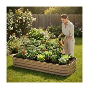 Modüler Yükseltilmiş Bahçe Sebze Yatağı No:12 (220x140) Bej