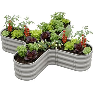 Modüler Yükseltilmiş Bahçe Sebze Yatağı No:16 (140x140) Gri