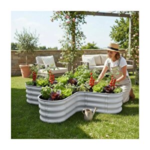 Modüler Yükseltilmiş Bahçe Sebze Yatağı No:16 (140x140) Gri