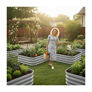 Modüler Yükseltilmiş Bahçe Sebze Yatağı No:22 (190x190) Gri