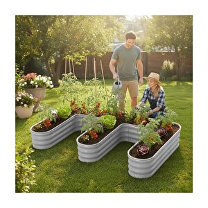 Modüler Yükseltilmiş Bahçe Sebze Yatağı No:28 (190x110) Gri