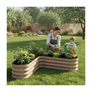 Modüler Yükseltilmiş Bahçe Sebze Yatağı No:19 (110x110) Bej