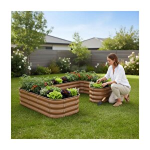 Modüler Yükseltilmiş Bahçe Sebze Yatağı No:26 (165x110) Bej