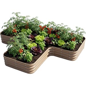 Modüler Yükseltilmiş Bahçe Sebze Yatağı No:15 (240x190) Bej