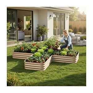 Modüler Yükseltilmiş Bahçe Sebze Yatağı No:18 (300x300) Bej
