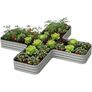 Modüler Yükseltilmiş Bahçe Sebze Yatağı No:18 (300x300) Gri