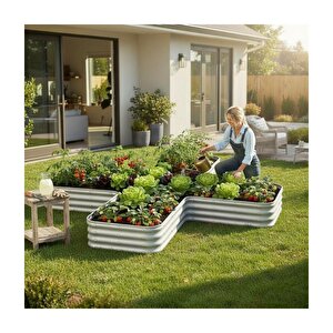 Modüler Yükseltilmiş Bahçe Sebze Yatağı No:18 (300x300) Gri