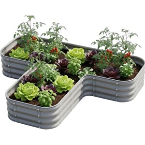 Modüler Yükseltilmiş Bahçe Sebze Yatağı No:14 (165x140) Gri