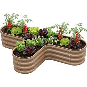 Modüler Yükseltilmiş Bahçe Sebze Yatağı No:13 (140x85) Bej