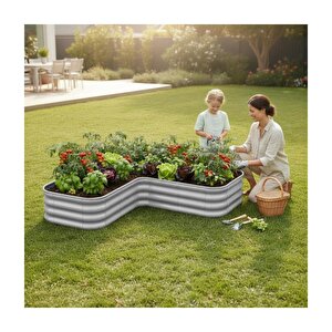 Modüler Yükseltilmiş Bahçe Sebze Yatağı No:20 (140x140) Gri