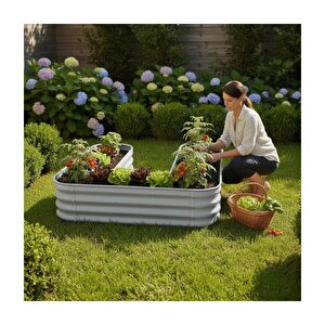 Modüler Yükseltilmiş Bahçe Sebze Yatağı No:23 (110x110) Gri