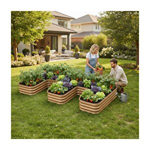 Modüler Yükseltilmiş Bahçe Sebze Yatağı No:29 (270x140) Bej