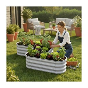 Modüler Yükseltilmiş Bahçe Sebze Yatağı No:11 (140x85) Gri