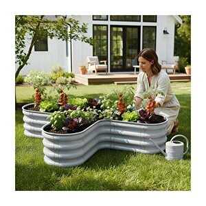 Modüler Yükseltilmiş Bahçe Sebze Yatağı No:13 (140x85) Gri