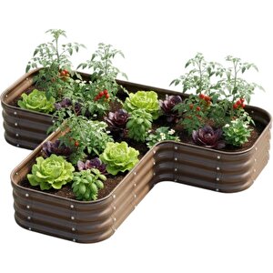 Modüler Yükseltilmiş Bahçe Sebze Yatağı No:14 (165x140) Bej