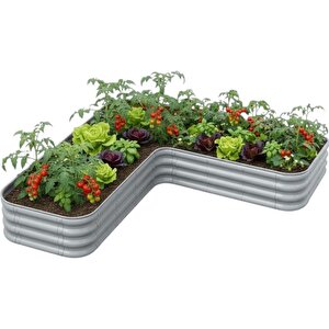 Modüler Yükseltilmiş Bahçe Sebze Yatağı No:21 (165x165) Gri