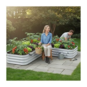 Modüler Yükseltilmiş Bahçe Sebze Yatağı No:21 (165x165) Gri