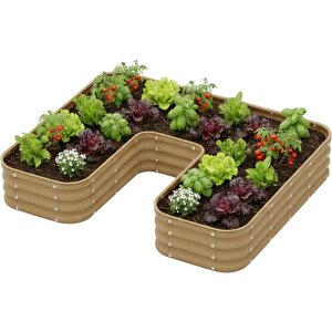 Modüler Yükseltilmiş Bahçe Sebze Yatağı No:24 (165x140) Bej