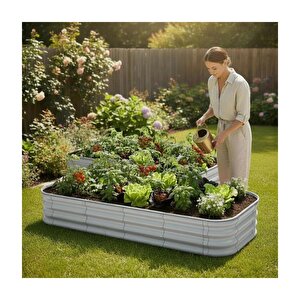 Modüler Yükseltilmiş Bahçe Sebze Yatağı No:12 (220x140) Gri