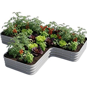 Modüler Yükseltilmiş Bahçe Sebze Yatağı No:15 (240x190) Gri